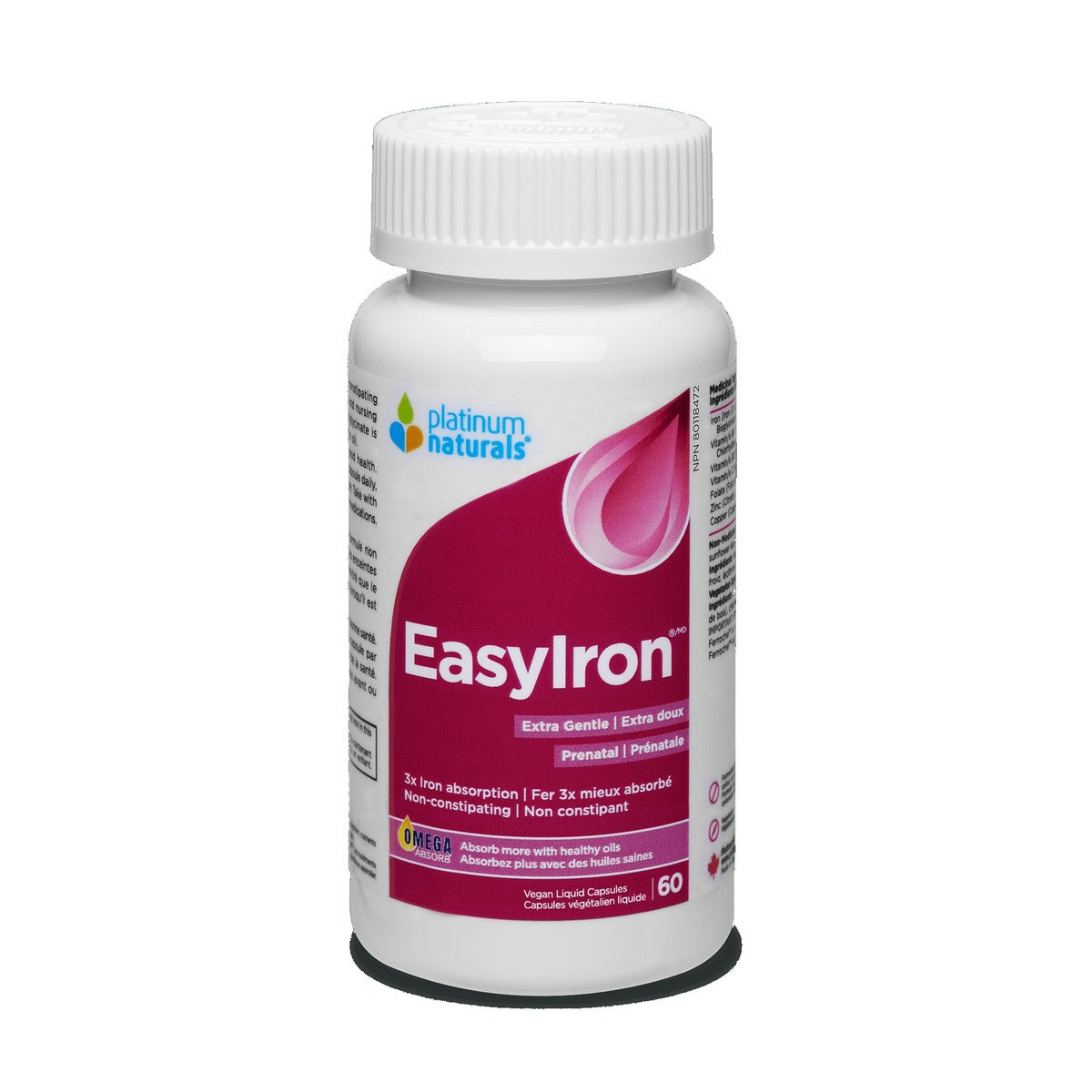 Platinum Naturals EasyIron Prenatal 60 Softgels