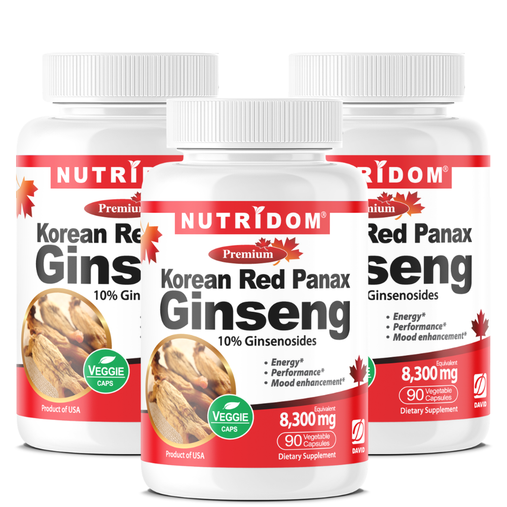 Nutridom Korean Red Ginseng 500 mg 8% Ginsenosides 60 Vegan Capsules product package