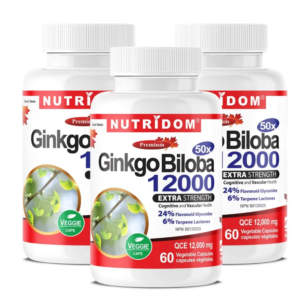 Nutridom Ginkgo Biloba 12,000 mg 60 Vegan Capsules product package