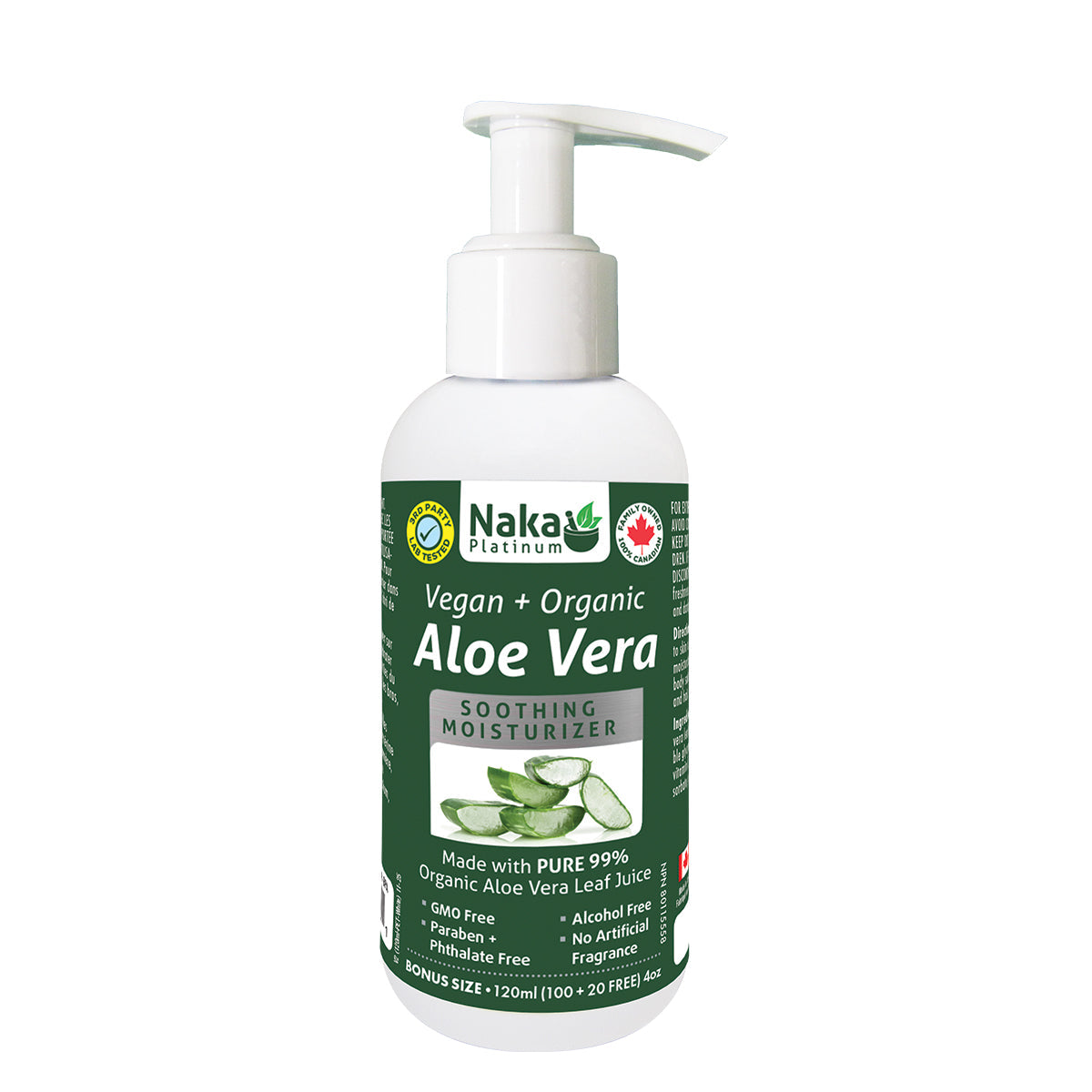 (Bonus Size) Platinum Moisturizer Vegan + Organic Aloe Gel - 120ml or 340ml or 475ml – 120ml