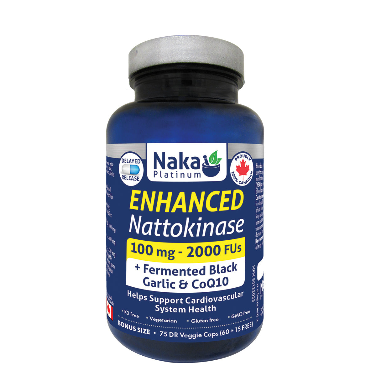 (Bonus Size) Platinum Enhanced Nattokinase - 75/180 DR vcaps – 75 DR vcaps