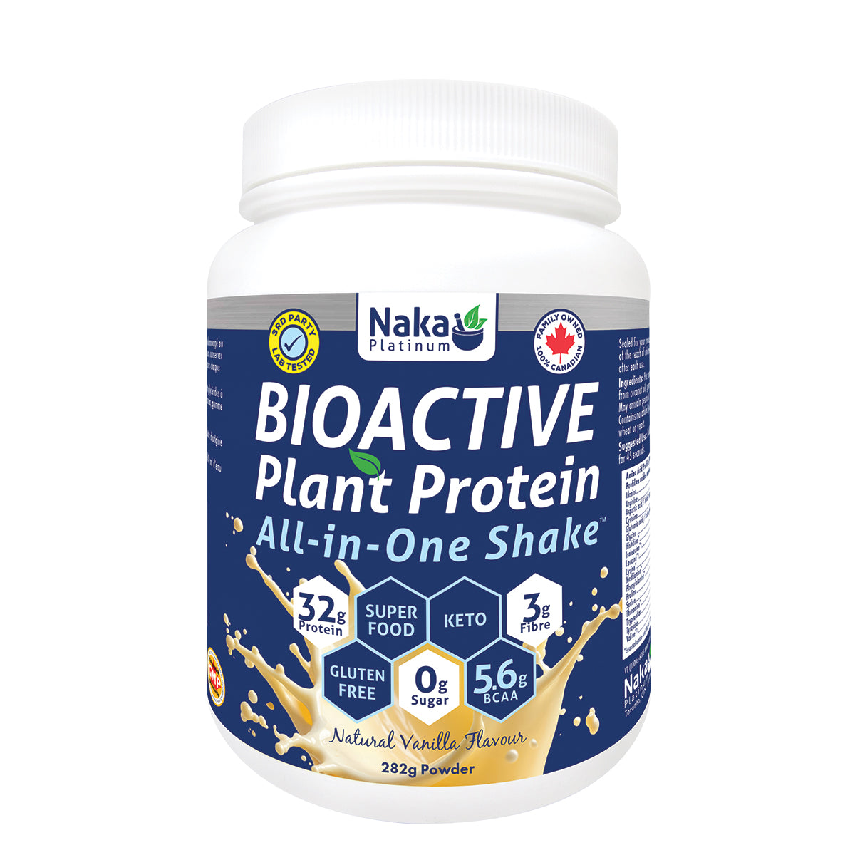 (Bonus Size) Platinum BioActive Plant Protein - 282g/611g/1kg Powder - Chocolate/Vanilla Flavour – 282g / Vanilla