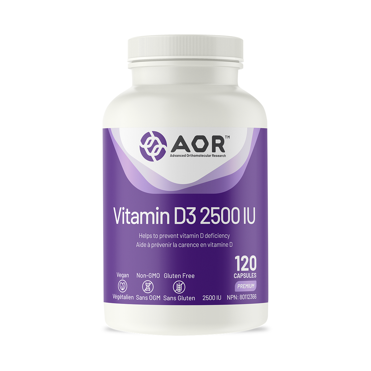 AOR Vitamin D3 2500 IU 120 Capsules