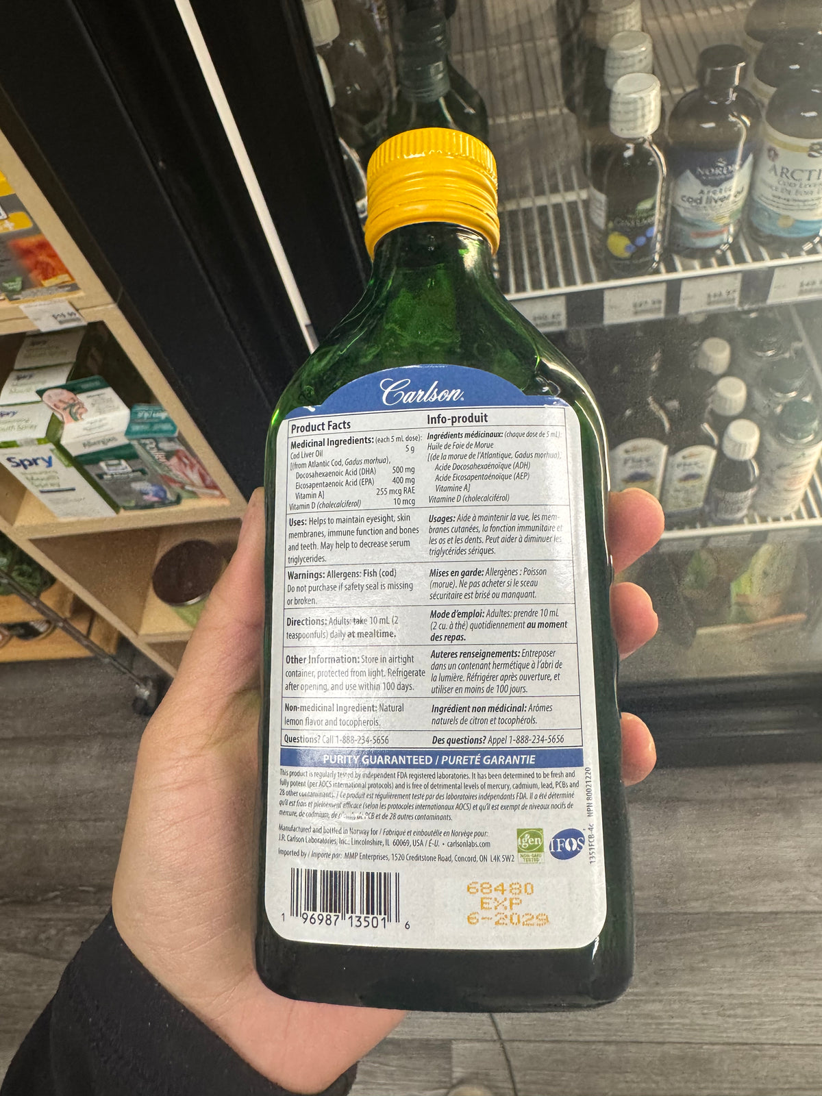 Carlson Cod Liver Oil Lemon 250 mL