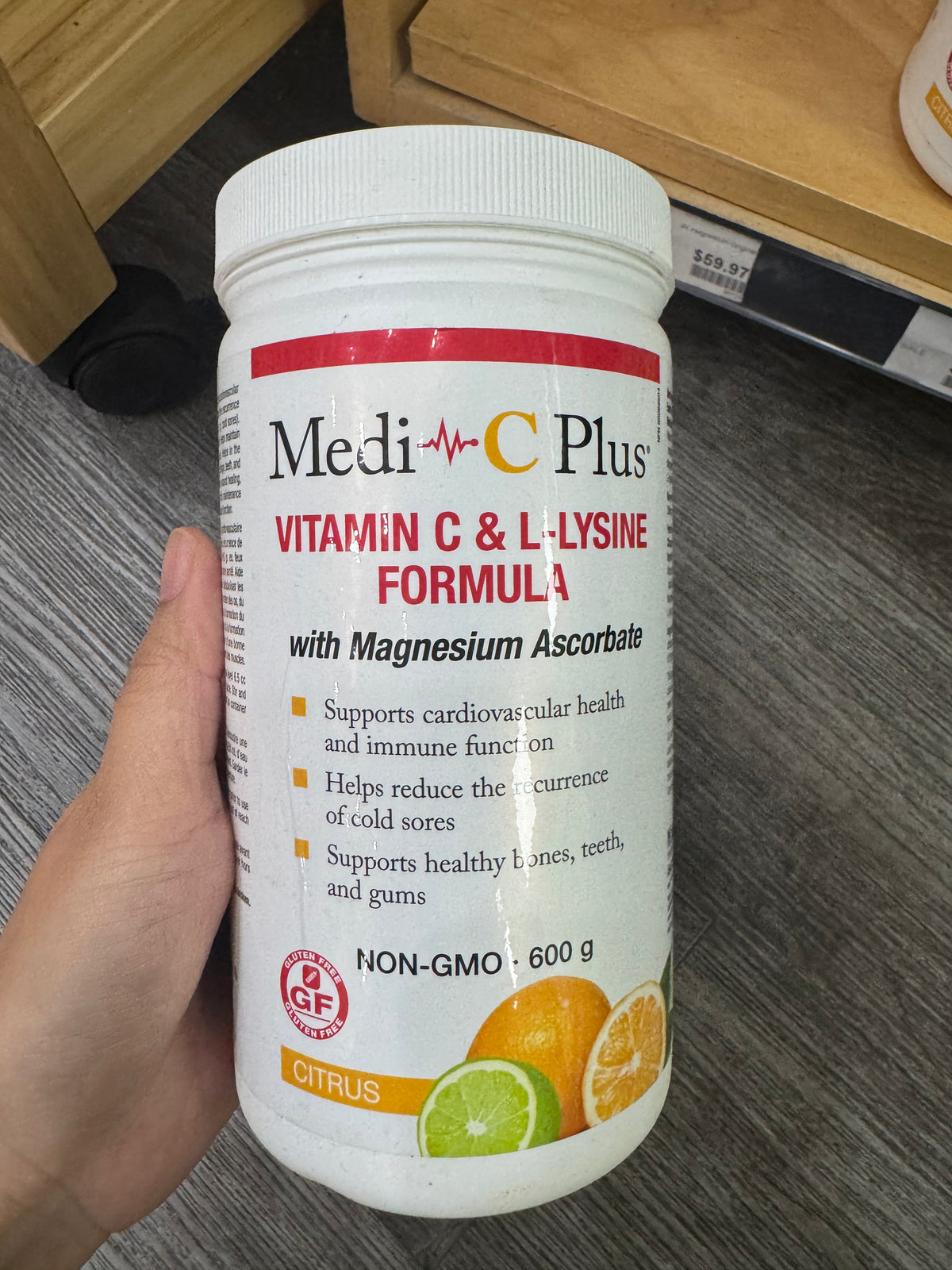 Medi-C Plus Vitamin C and L-Lysine with Magnesium Ascorbate Citrus 600 g