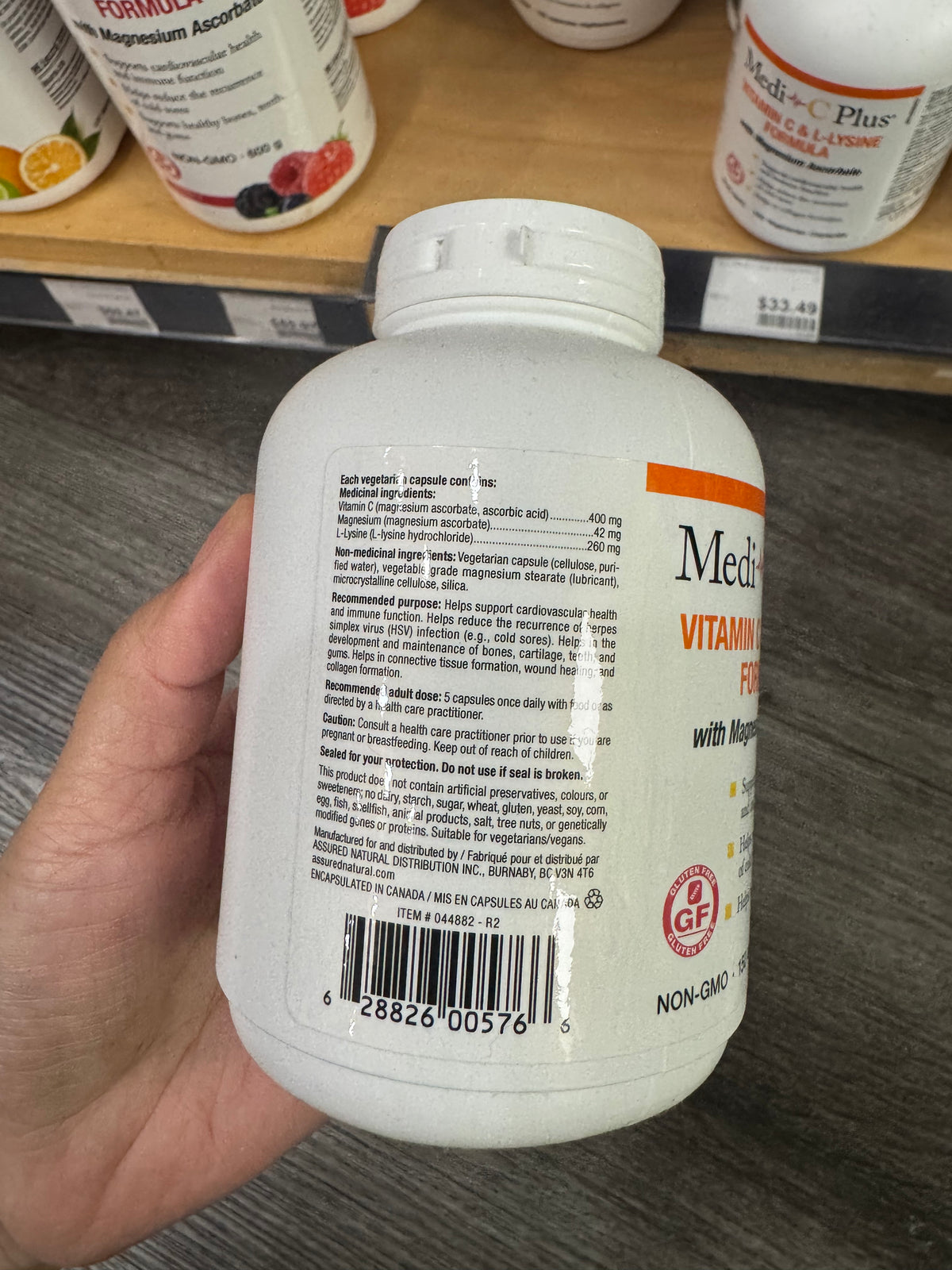 Medi-C Plus Vitamin C and L-Lysine with Magnesium Ascorbate 150 vegetarian capsules