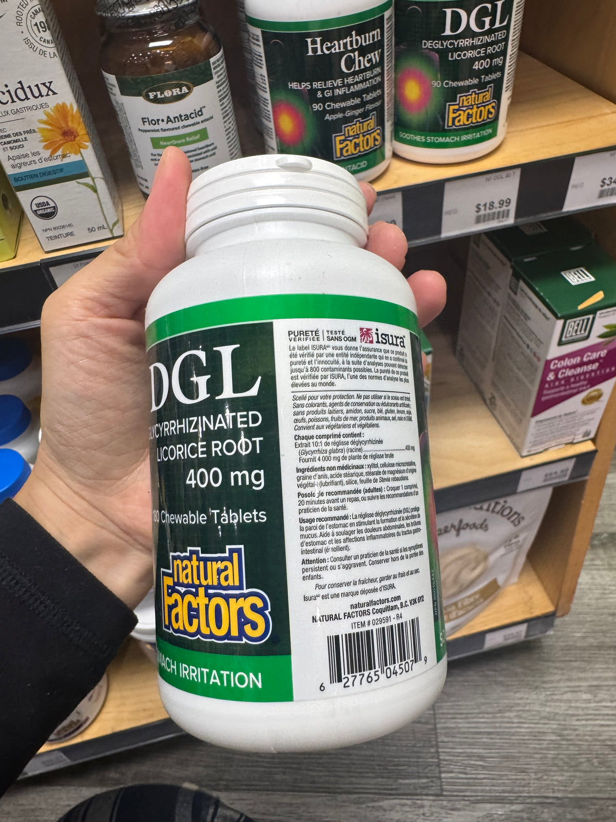 Natural Factors DGL Deglycyrrhizinated Licorice Root 400 mg 180 Chewable Tablets