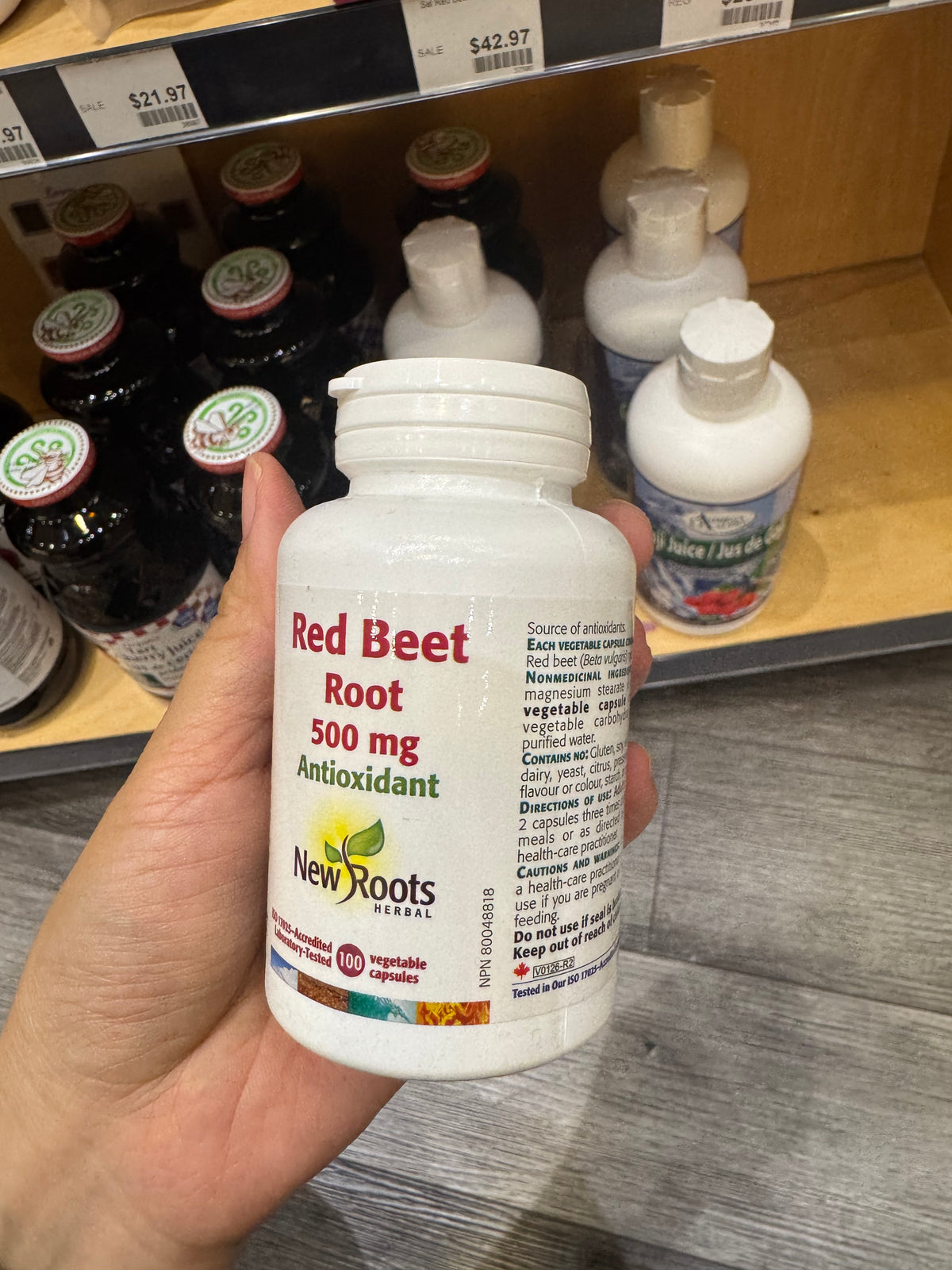 New Roots Herbal Red Beet Root 500 mg 100 vegetable capsules