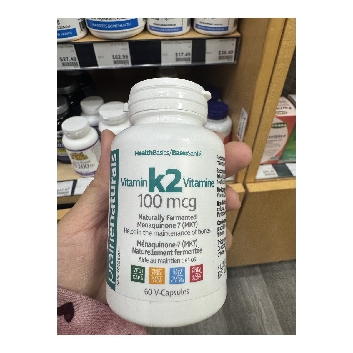 Prairie Naturals Vitamin K2 100 mcg 60 Vegetable Capsules