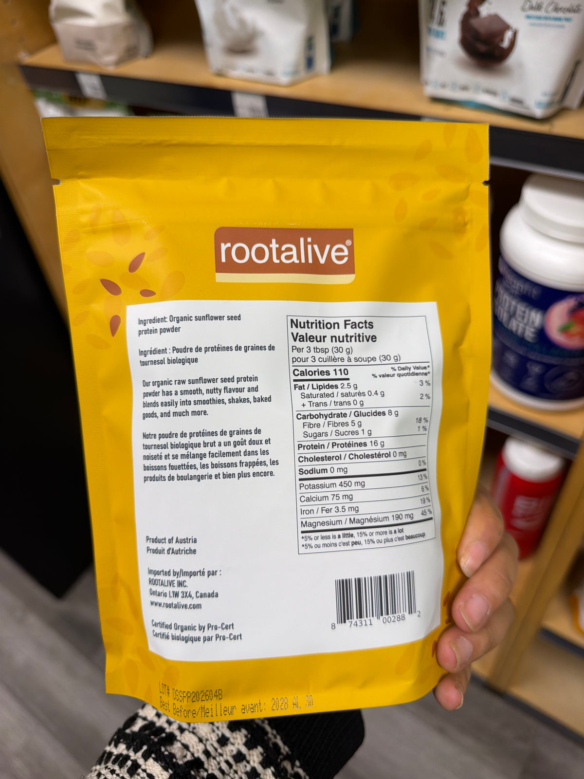 Rootalive Organic Sunflower Seed Protein Powder 454 g