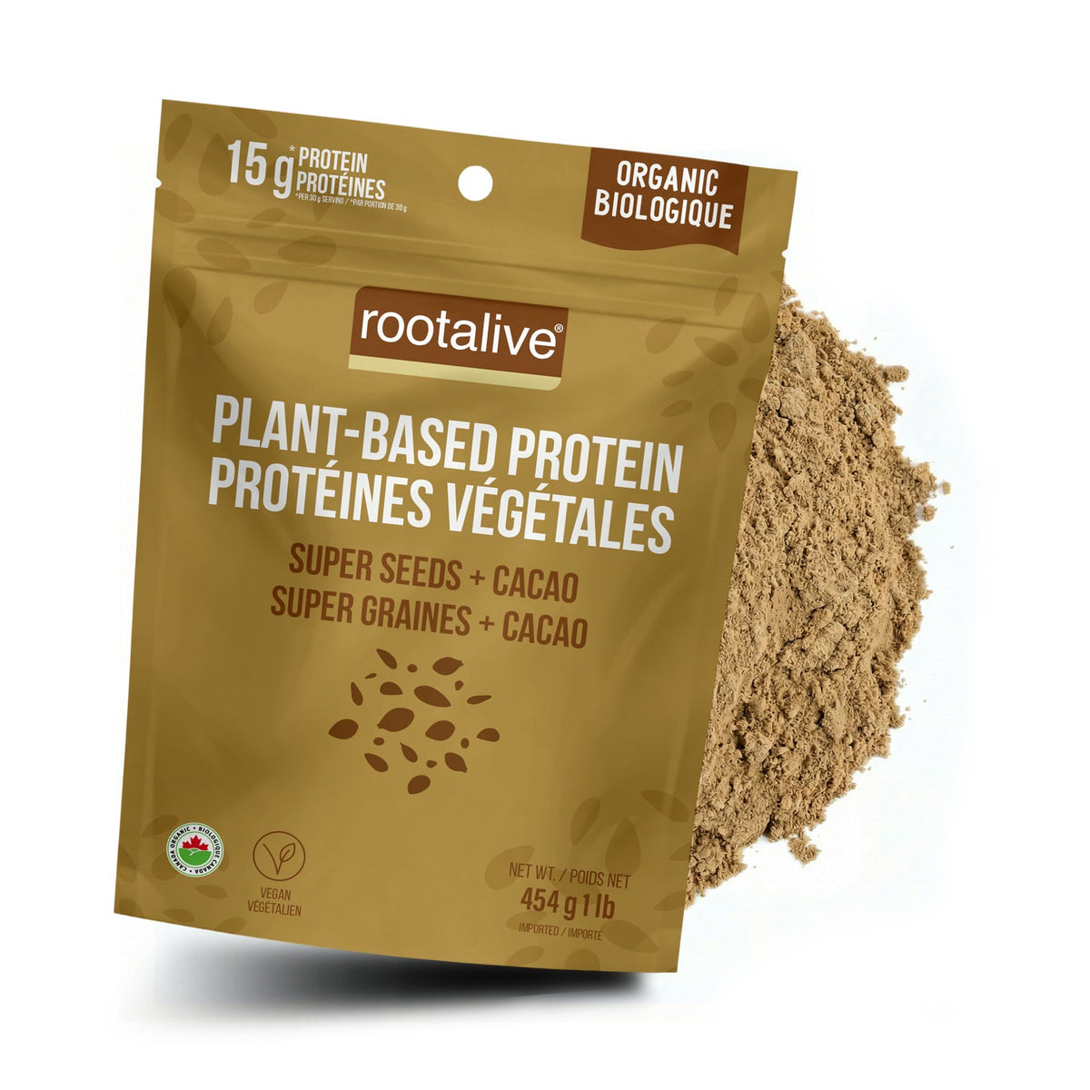 Rootalive Organic Super Seeds and Cacao Protein Powder 454 g